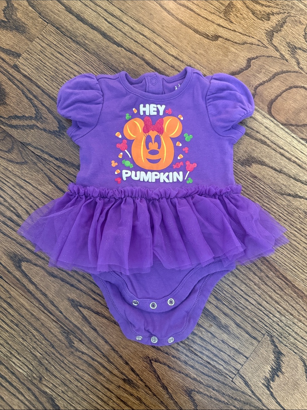 Disney Baby Purple "Hey Pumpkin" Tutu Bodysuit Size 9-12M
